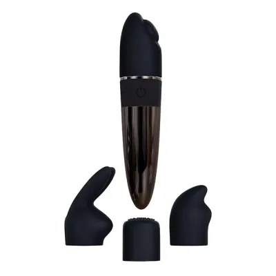 Evolved Tiny Treasures Chrome USB Rechargeable Mini Bullet Vibrator with Attachable Heads