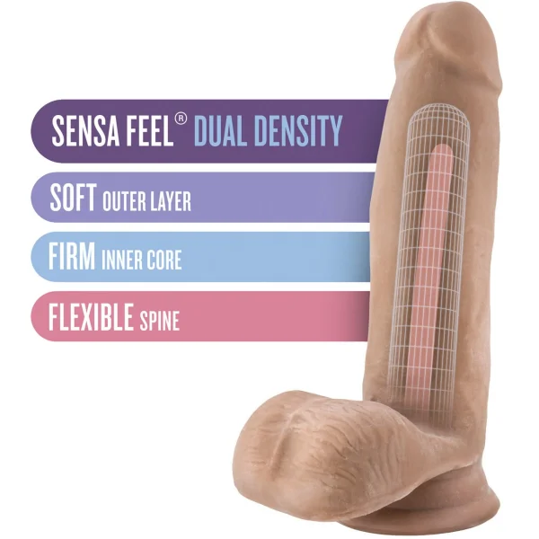 Au Naturel 7 Inch Sensa Feel Dual Density Dildo By Blush - Caramel