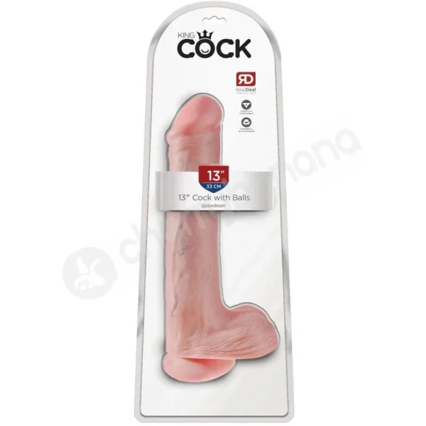 King Cock 13" Cock With Balls Flesh Dildo