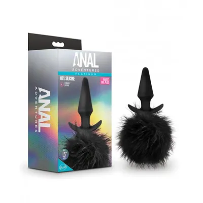 Blush Anal Adventures Platinum Rabbit Tail Plug Black