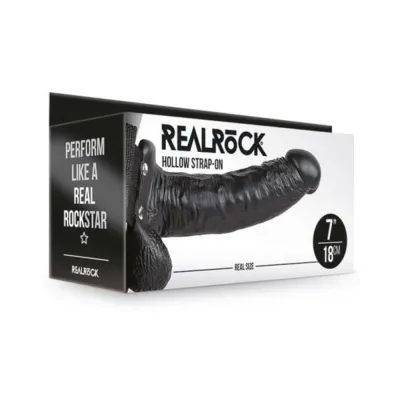 Realrock Hollow Strap On With Balls 7 In Chocolate