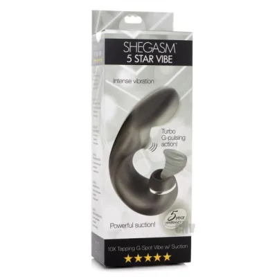 Shegasm 5 Star 10x Tapping G spot Silicone Vibrator With Suction Black