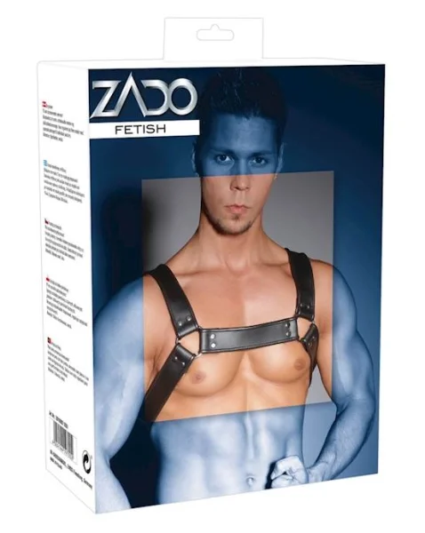 Leather Chest Harness - Black - One Size