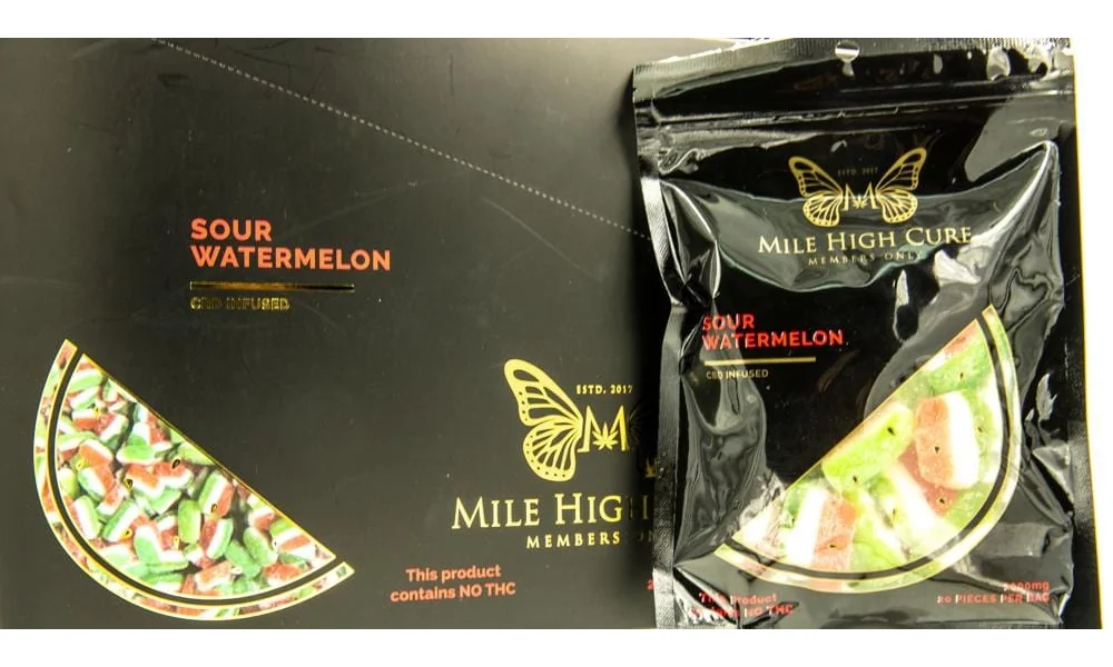 Mile High Cure Hemp Sour Watermelon Gummies 1000mg 20ct Display