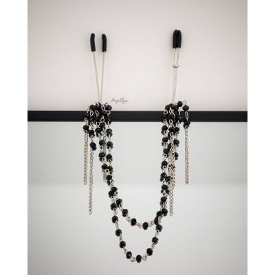 Midnight Black Jeweled Nipple Clips by Sportsheets