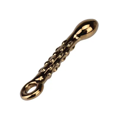Raindrop Gold Glass P spot Massager Gold 6 8 Inch