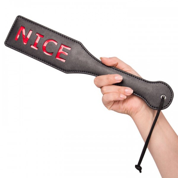 Bondara Naughty Or Nice Faux Leather Slapper Paddle - 12.5 Inch