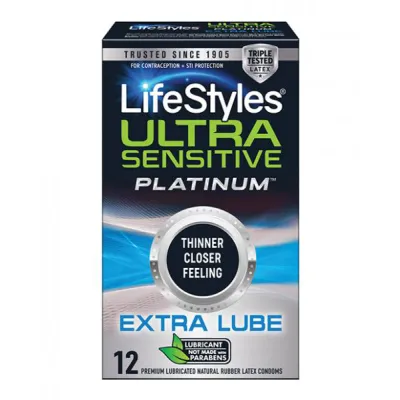 Lifestyles Ultra Sensitive Platinum Extra Lube 12 Pk