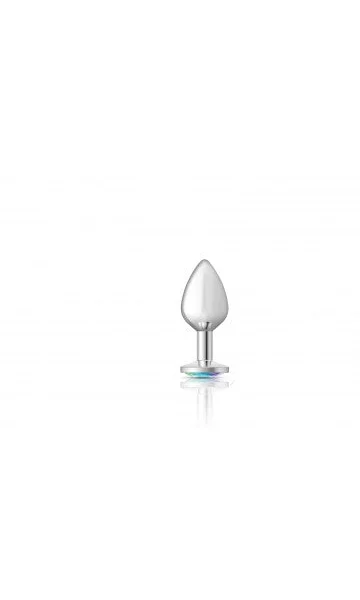 Cheeky Charms Silver Metal Butt Plug with Clear Gem