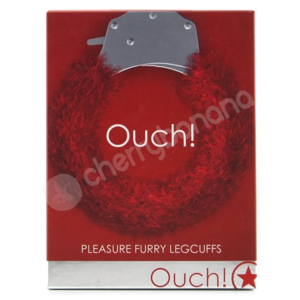 Ouch Red Pleasure Furry Legcuffs