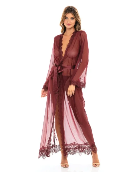 Oh La La Cheri Provence Eyelash Lace Zinfandel Robe — image 7 of 9