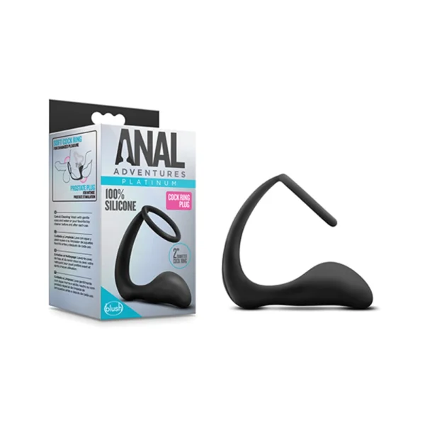 Anal Adventures Platinum Cock Ring Plug Black