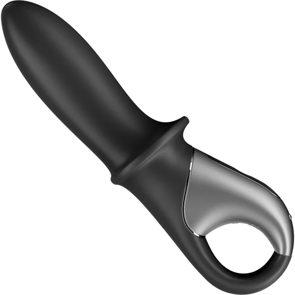 Satisfyer Hot Passion App Enabled Rechargeable Warming 12-Function Vibrating Anal Probe - Black