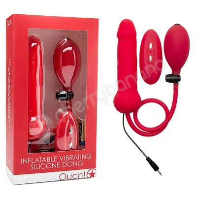 Ouch Red Inflatable Vibrating Silicone Dong