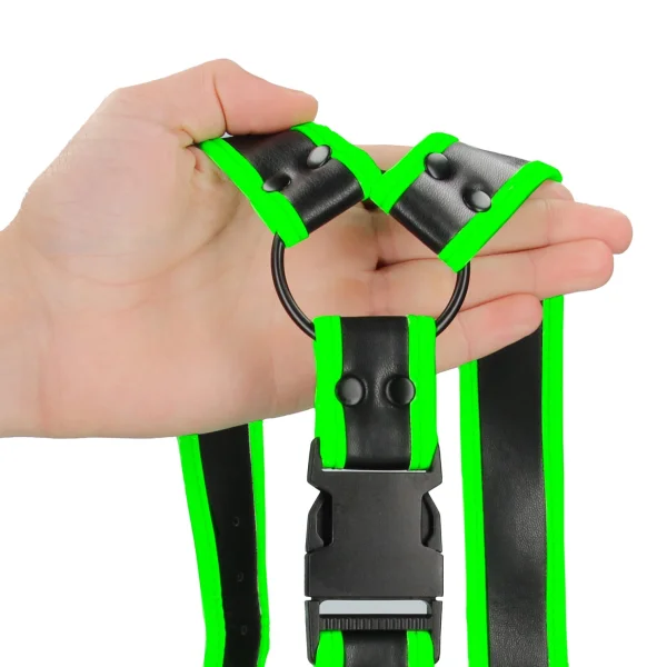 Bonded Leather Buckle Harness - Large-xlarge -  Glow in the Dark