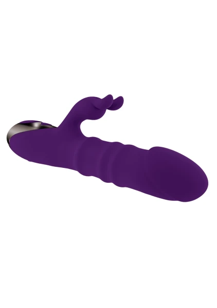 Playboy Pleasure Hop To It Waterproof Rechargeable Silicone Thrusting Rabbit Vibrator - Purple