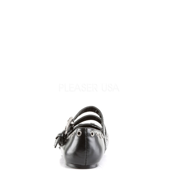 DAISY-03 - Ballet Flat Double Strap MJ W/ Skull Buckle Eyelet Detailing — image 4 of 4