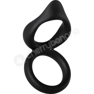 Adam Eve Silicone Dual Ring Black Clit Tickler With Cock Ball Rings