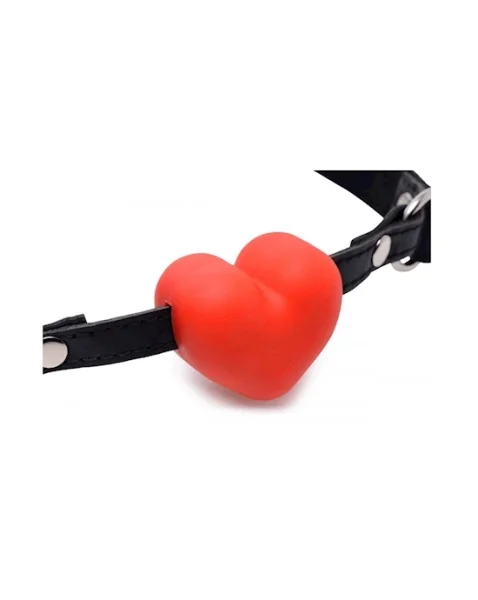 Heart Beat Silicone Heart Shaped Mouth Gag Red