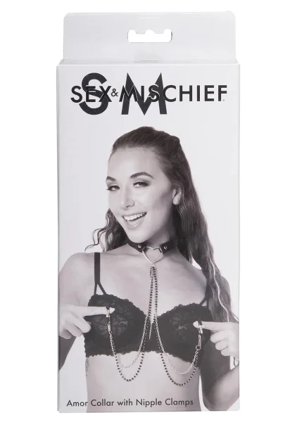 Sex & Mischief Amor Collar With Nipple Clamps By Sportsheets
