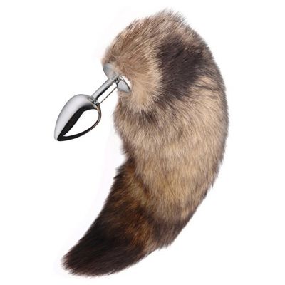 Metallic Anal Plug Medium With Fox Tail