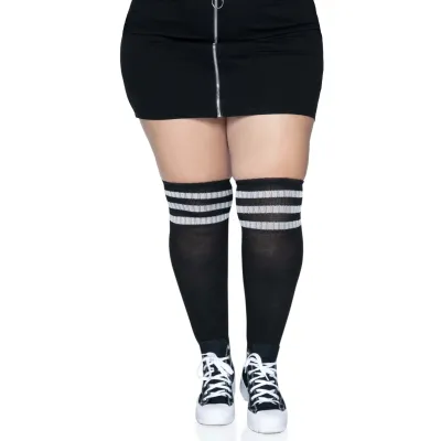 Over the Knee Athletic Socks 1x 2x Black white