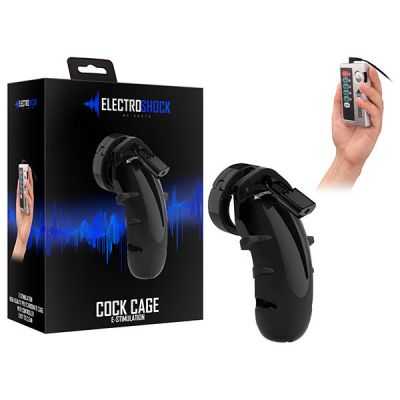 Electro Shock Cock Cage Black Cock Cage with E Stim