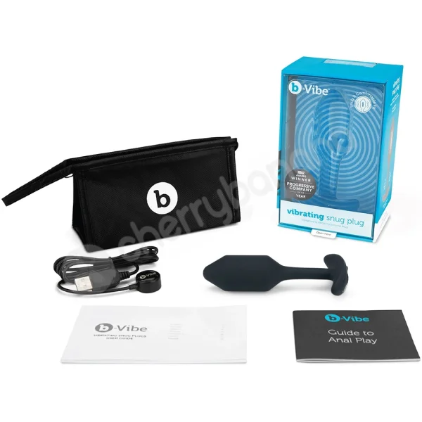 B-Vibe Vibrating Snug Plug Medium Black Weighted Silicone Butt Plug