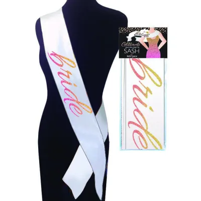 Glitterati Bride Sash White