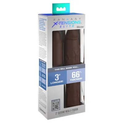 Fantasy X Tensions Elite 9 Inch Sleeve With 3 Inch Plug Brown