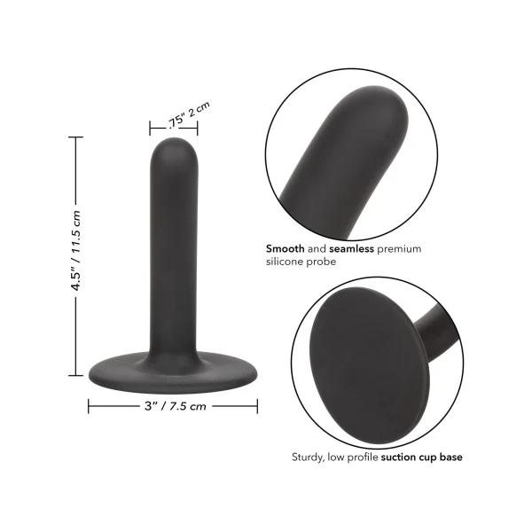 Boundless 4.5" Slim Silicone Suction Cup Dildo By CalExotics - Black
