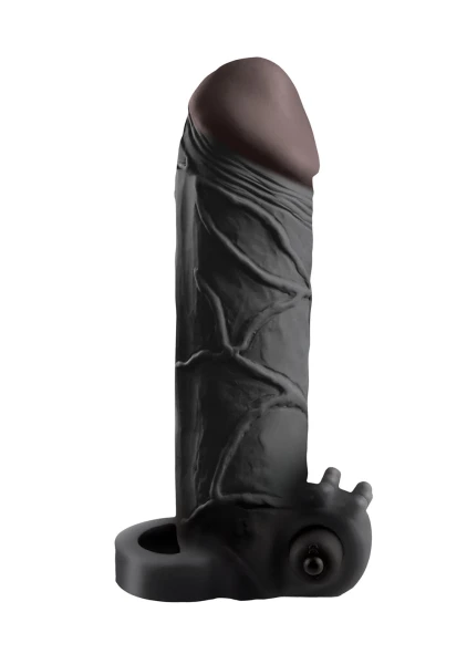 Fantasy X-tensions Vibrating Real Feel 2" Penis Extension with Ball Strap - Black