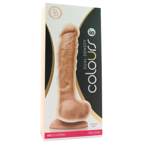 Colours Dual Density 8 Inch Silicone Suction Cup Dildo - Vanilla
