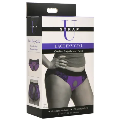 Lace Envy Purple Crotchless Panty Harness