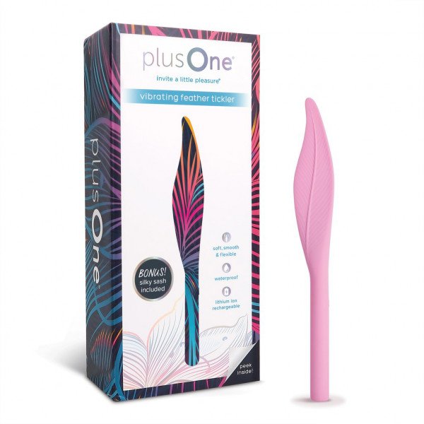 Vibrating Feather Tickler with Silky Blindfold Sash - Plus One