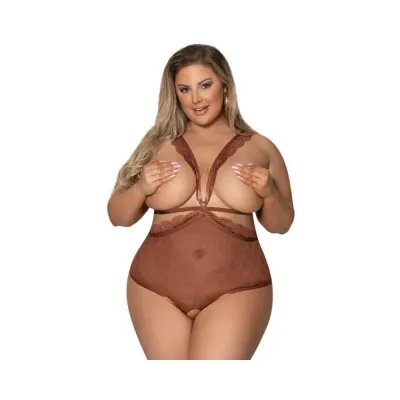 Magic Silk Caramel Kiss Teddy W Open Back Carmel Queen Size