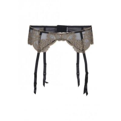 Lace Suspender Belt Black Gold Small