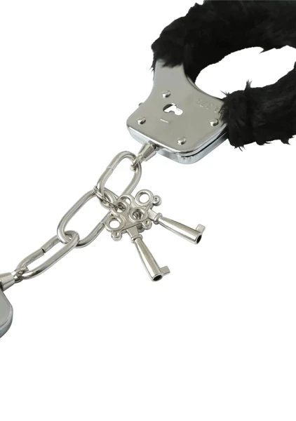 Sex & Mischief Furry Handcuffs By Sportsheets - Black