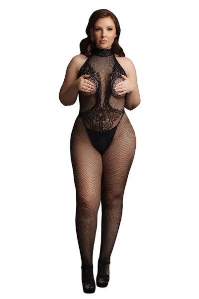 Le Désir Black Fishnet and Lace Bodystocking