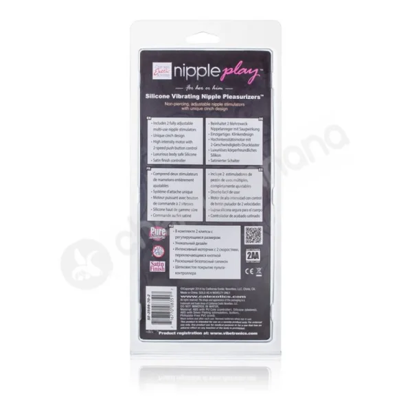 Nipple Play Black Silicone Vibrating Nipple Pleasurizers