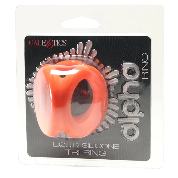 Alpha Liquid Silicone Tri-Ring Cock Ring By CalExotics - Orange