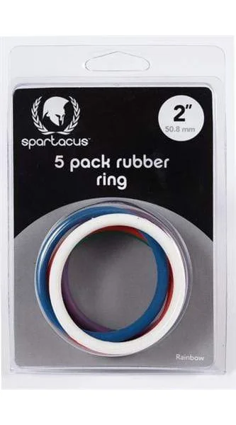 Rubber Cock Ring 5 Pack - 2" - Rainbow