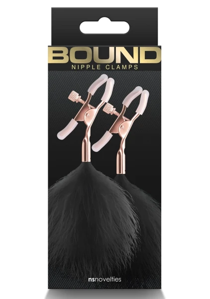 Bound Adjustable F1 Feather Nipple Clamps by NS Novelties - Rose Gold & Black