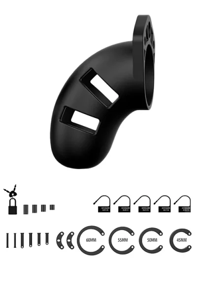 Shots Toys Black Silicone Cock Cage with Metal Lock