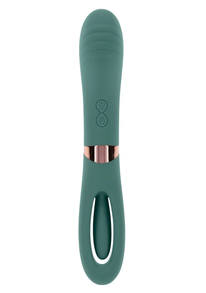 Chick Flick Waterproof Silicone Dual Ended Flickering Tongue G-Spot Vibrator By Evolved Novelties - Green
