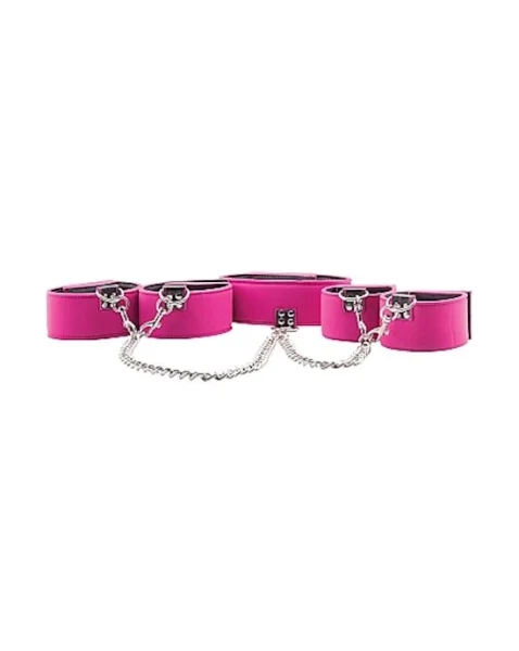 Reversible Collar Wrist & Ankle Cuffs - Pink