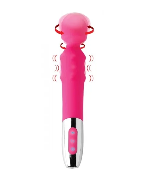 Empowered 10x Rotating Wand With Massage Beads - Pink - 8.7 Inch