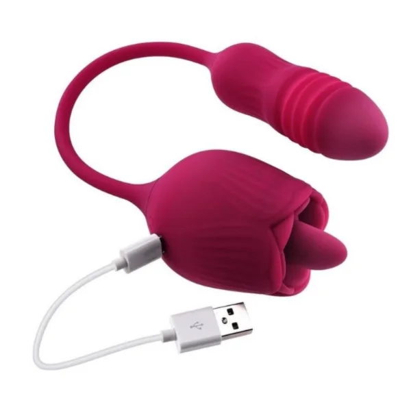 Wild Rose Rechargeable Silicone Dual Clitoral Stimulator By Evolved Novelties - Red