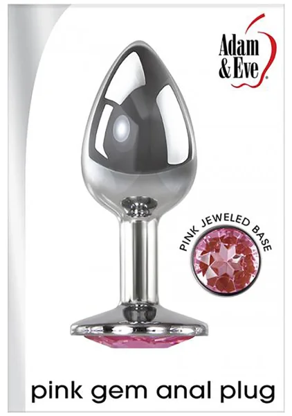 Adam & Eve Pink Gem Anal Plug Small - Silver/Pink