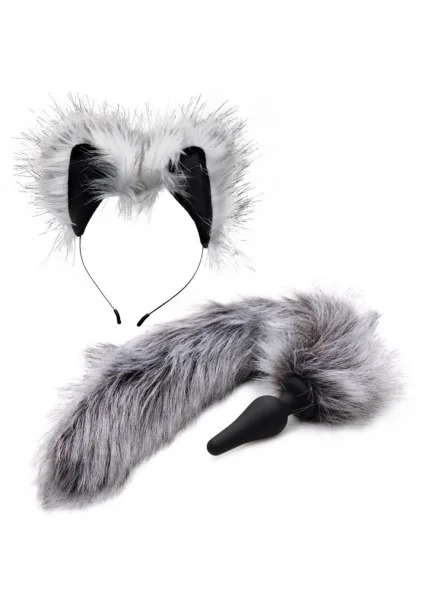 Tailz Grey Wolf Tail Anal Plug and Ears Set — image 4 of 9